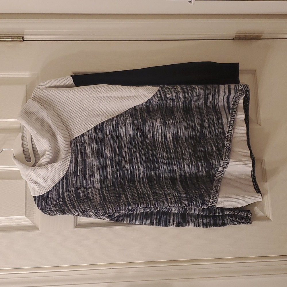 Black and White Cowl Neck Sweater, Asymmetrical Design, The Limited, Medium